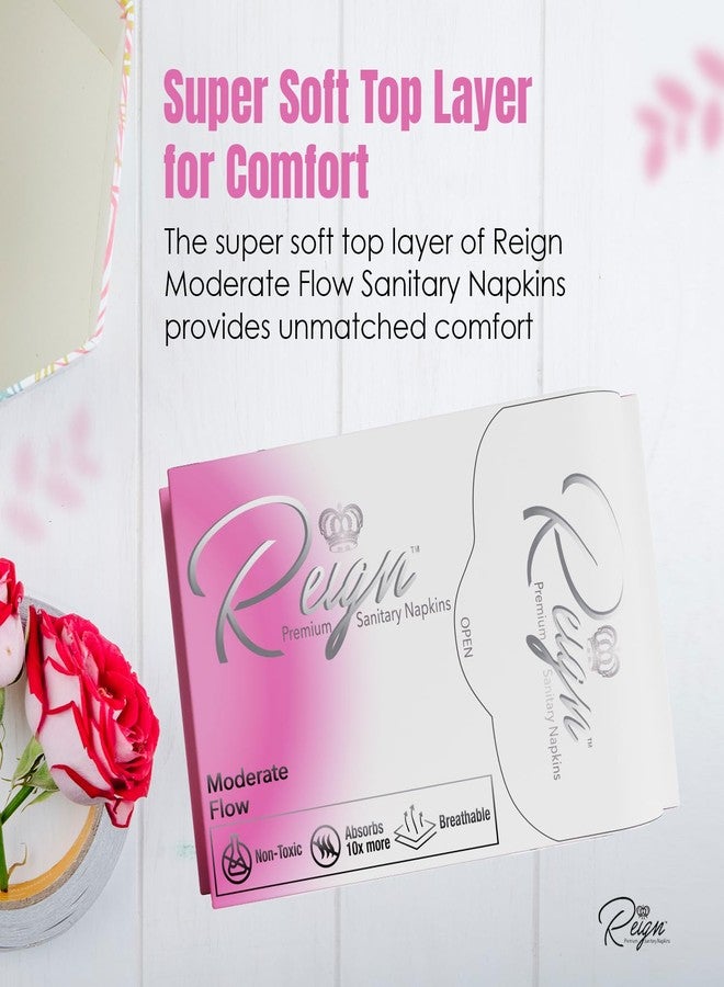 Reign Moderate Flow with Wings Sanitary Napkins for Women, Super Absorbent Pads (10 Count, 1pack) - Image 3